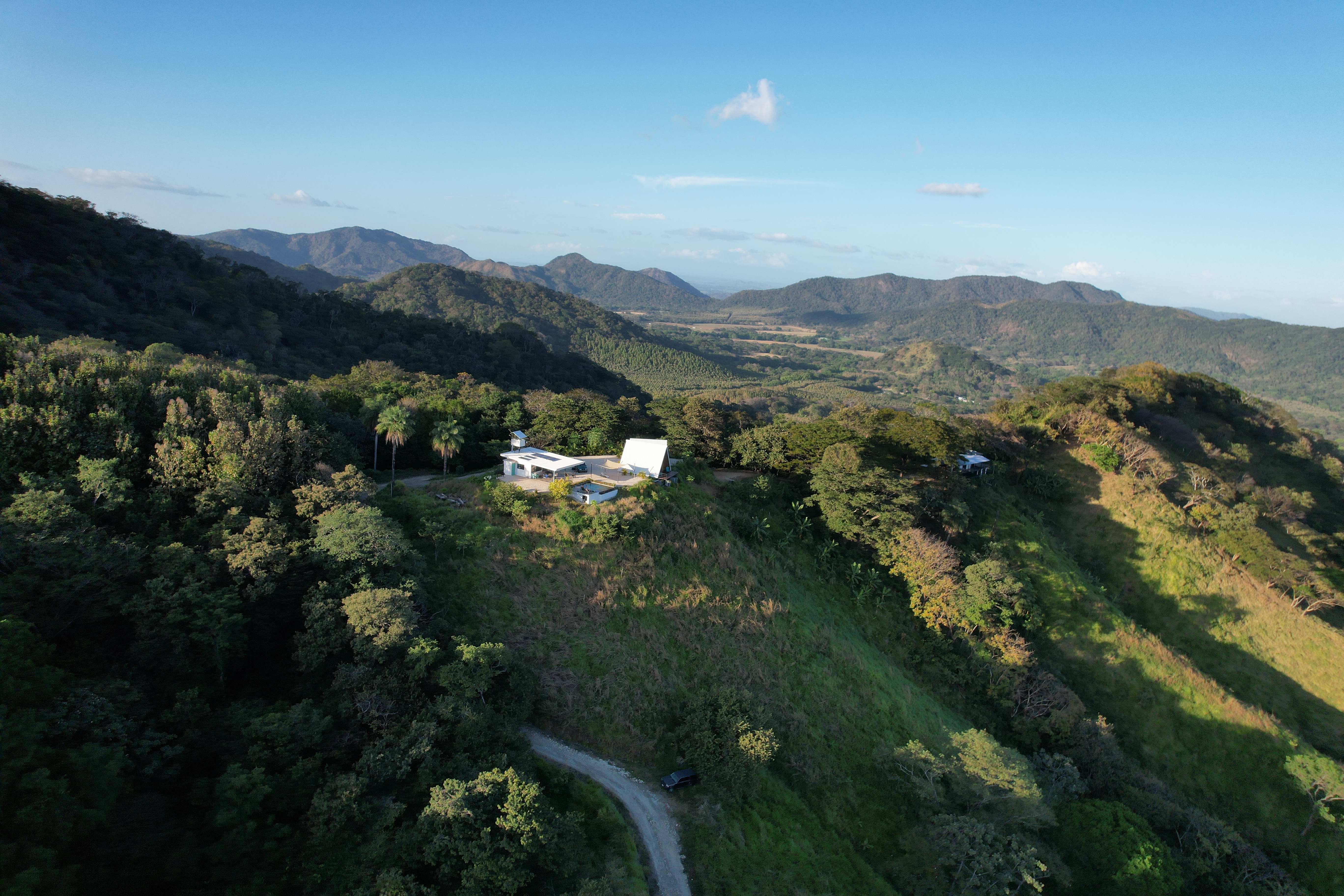 Exclusive luxury vacation rental Bluesky Lodge complex access road Guanacaste Costa Rica mountain retreat