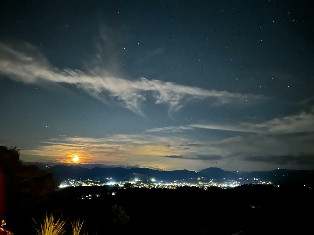 Spectacular panoramic night view Bluesky Lodge valley lights starry sky Blue Zone mountains luxury vacation rental Costa Rica