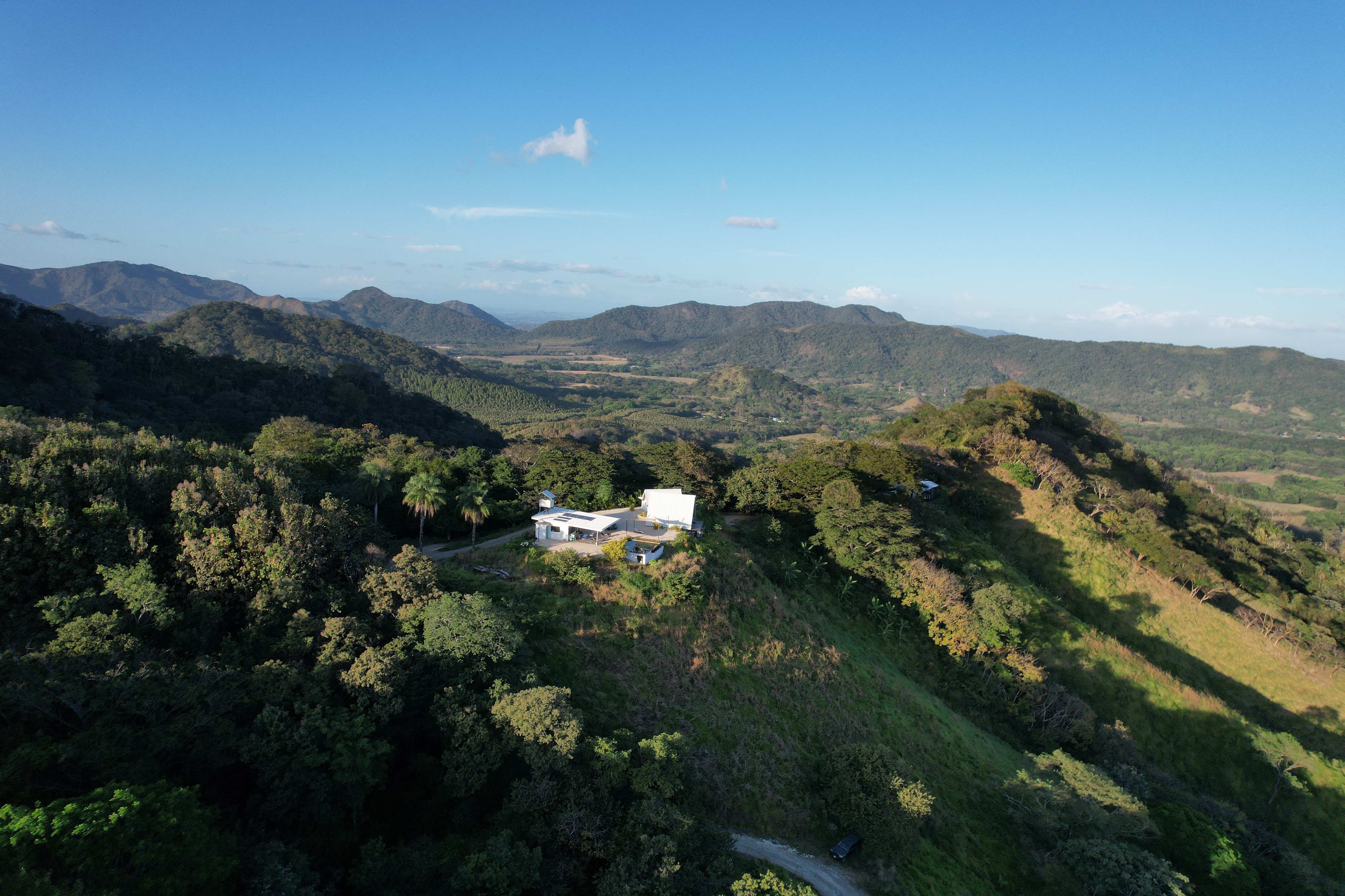Luxury vacation rental Bluesky Lodge Blue Zone mountains Nicoya Peninsula Guanacaste Costa Rica aerial view