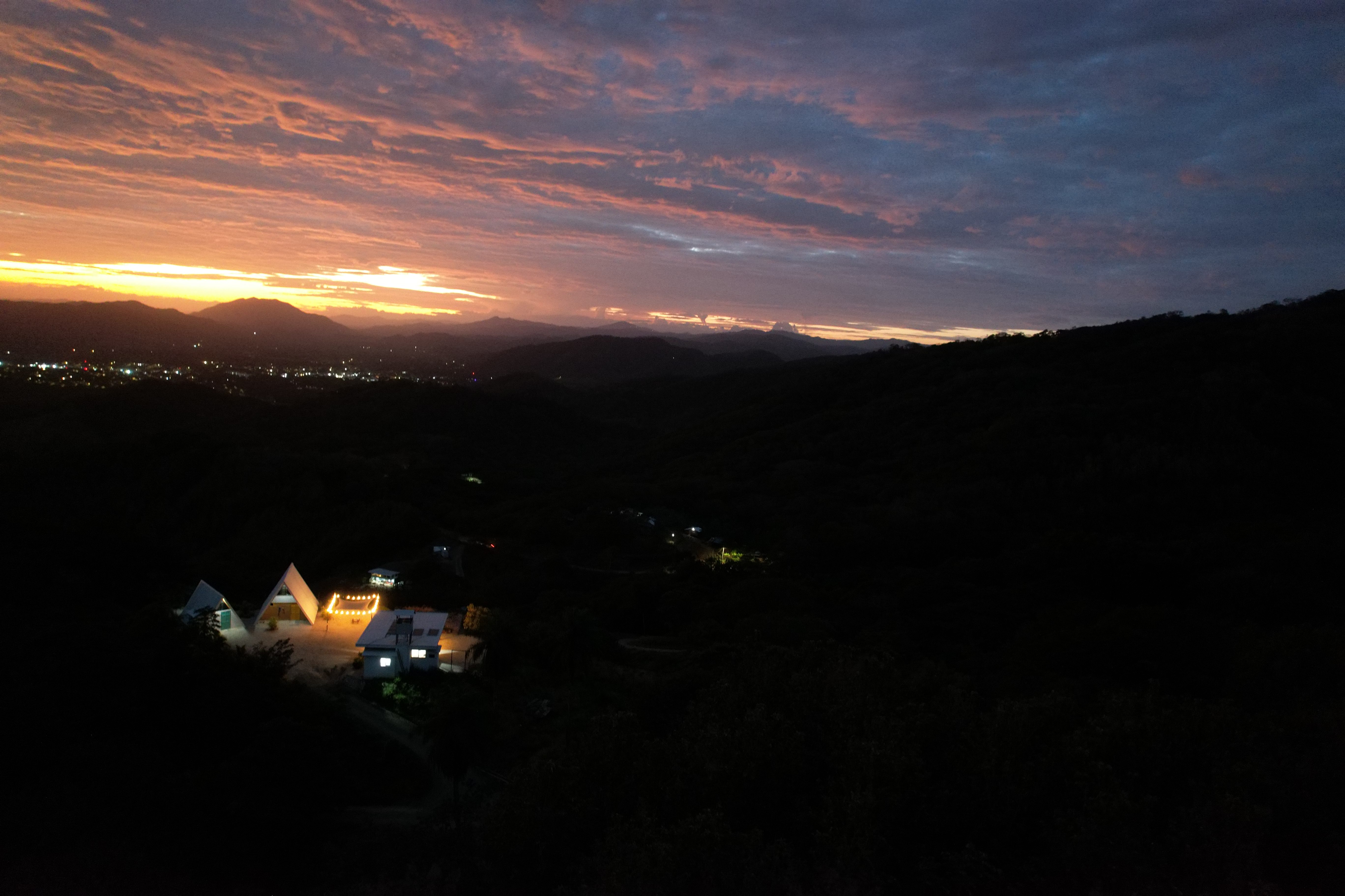 Morning sunrise colors luxury vacation rental Bluesky Lodge exclusive Costa Rica mountain retreat Blue Zone